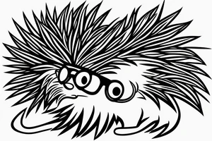 cool looking porcupine with sunglasses on tattoo idea