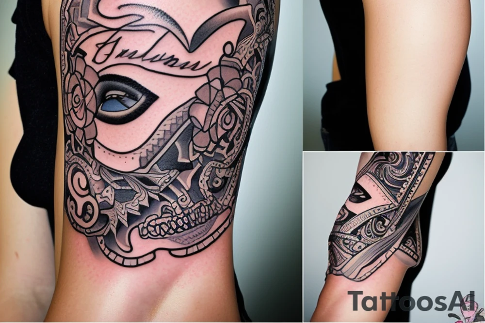 Cover up of a name Andrria tattoo idea