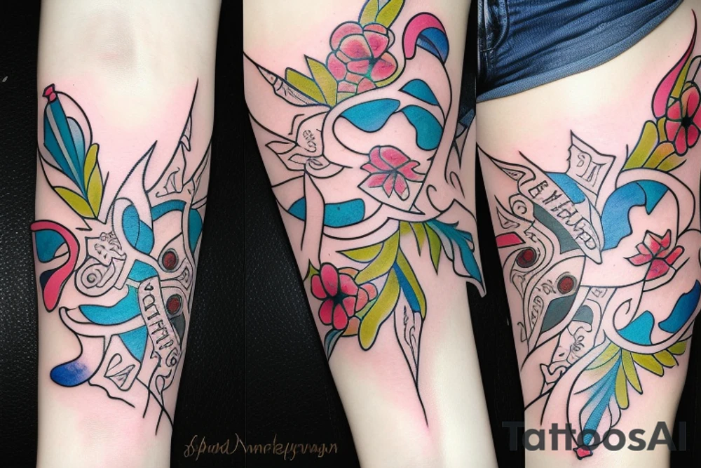 Cover up of a name Andrria tattoo idea