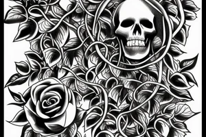 Skeleton surrounded by vines tattoo idea