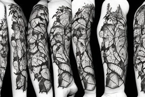 Skeleton surrounded by vines tattoo idea
