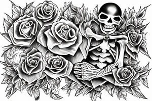 Skeleton surrounded by vines tattoo idea