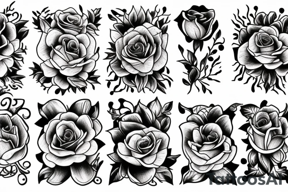 Roses and flames tattoo idea