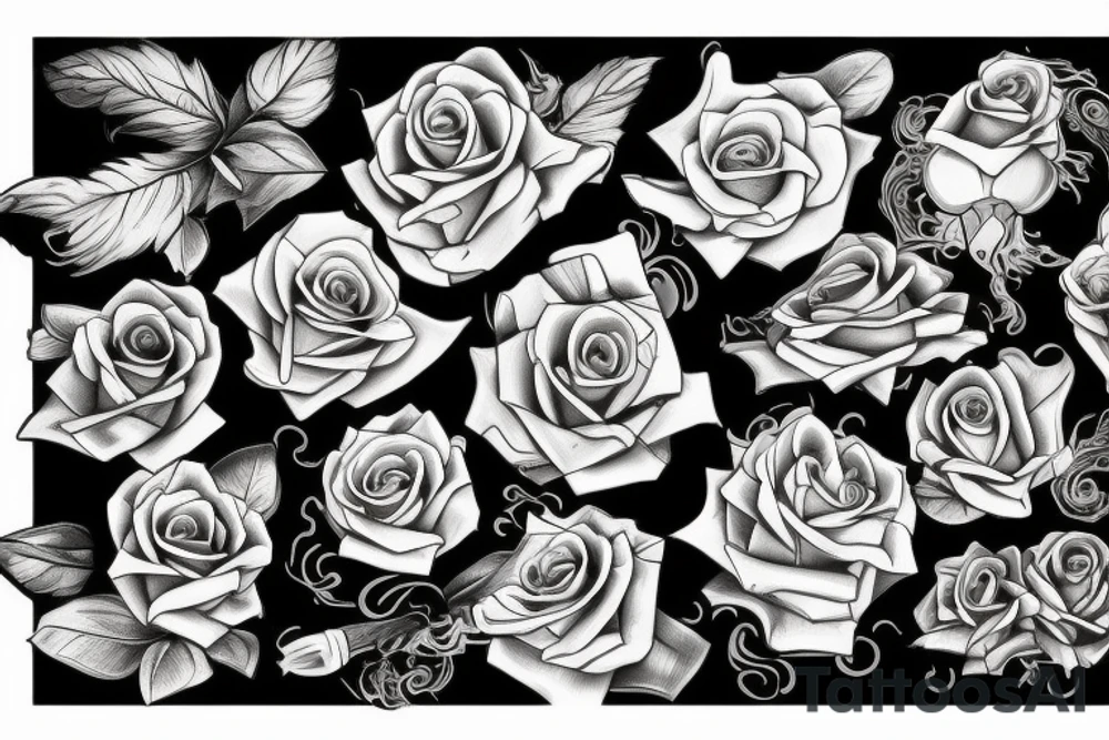 Roses and flames tattoo idea