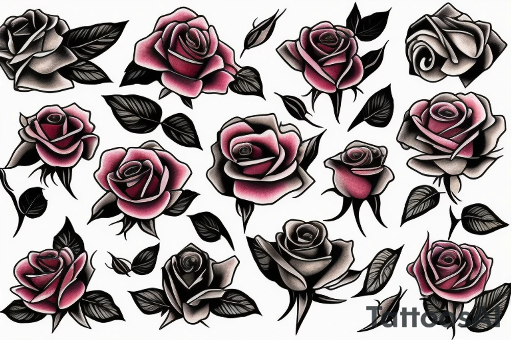 Roses and flames tattoo idea