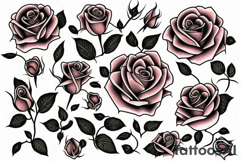 Roses surroundrd by flames sleeve tattoo idea