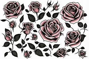 Roses surroundrd by flames sleeve tattoo idea