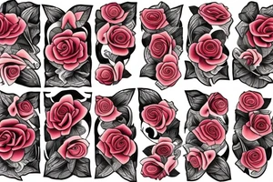Roses surroundrd by flames sleeve tattoo idea