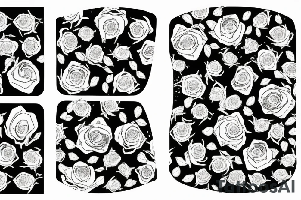 Roses surroundrd by flames sleeve tattoo idea