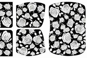 Roses surroundrd by flames sleeve tattoo idea