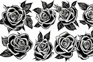 Roses surroundrd by flames sleeve tattoo idea
