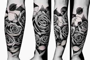 Roses surroundrd by flames sleeve tattoo idea