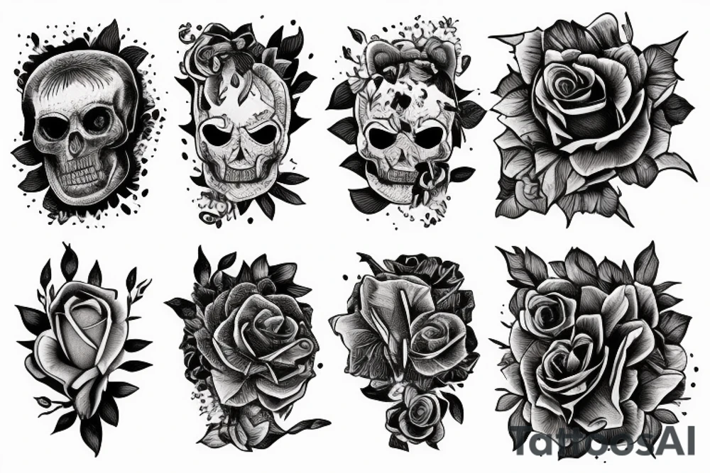 Roses on fire tattoo idea