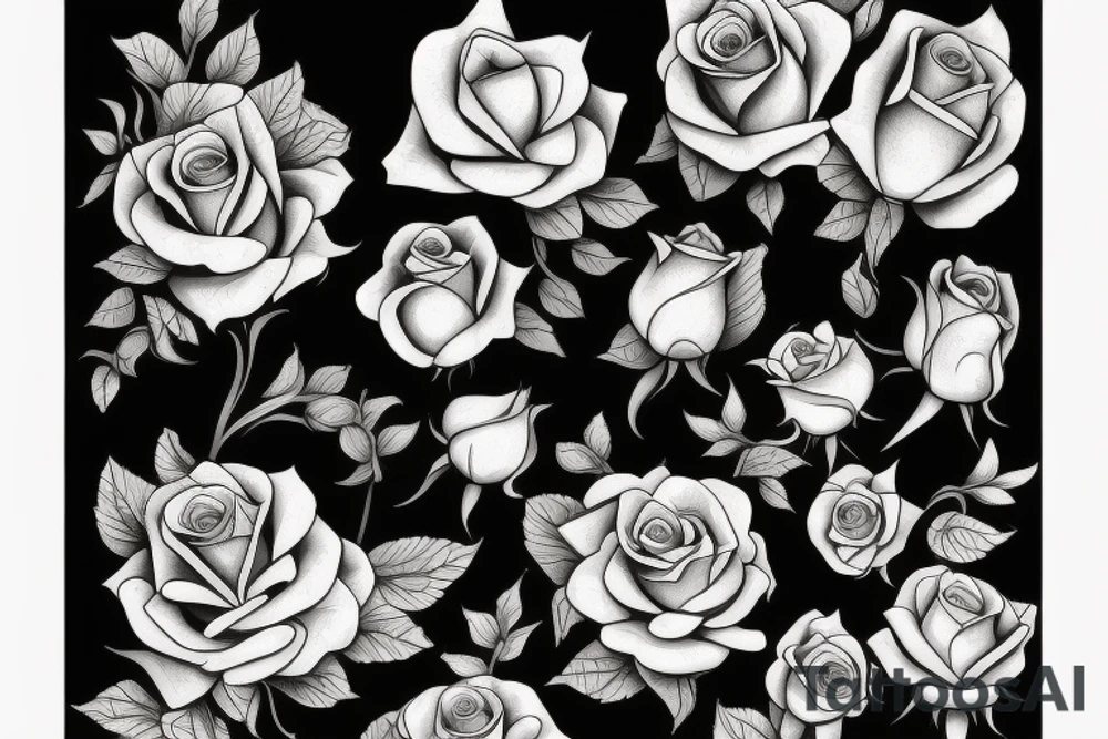 Surreal bouquet of roses tattoo idea
