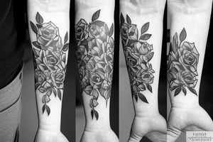 Surreal bouquet of roses tattoo idea