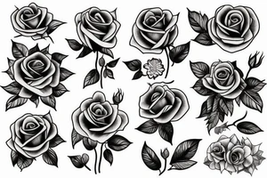 Surreal bouquet of roses tattoo idea