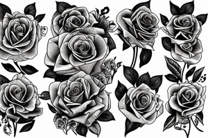 Surreal bouquet of roses tattoo idea