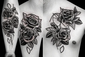 Surreal bouquet of roses tattoo idea