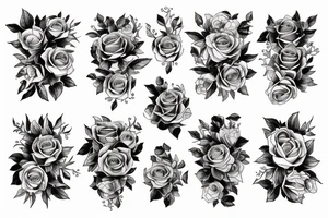 Surreal bouquet of roses tattoo idea