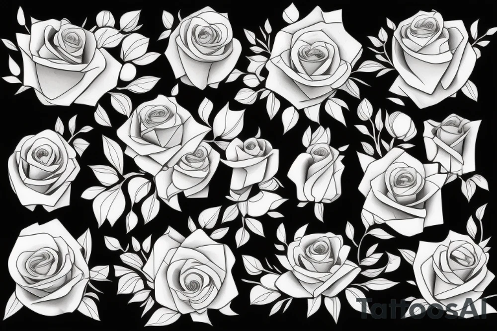 Surreal bouquet of roses tattoo idea