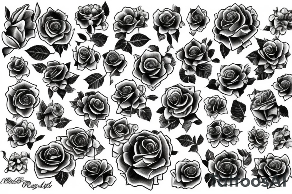 Surreal bouquet of roses tattoo idea