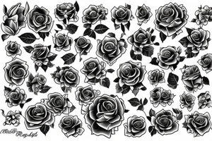 Surreal bouquet of roses tattoo idea