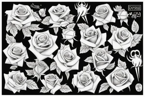 Surreal bouquet of roses tattoo idea