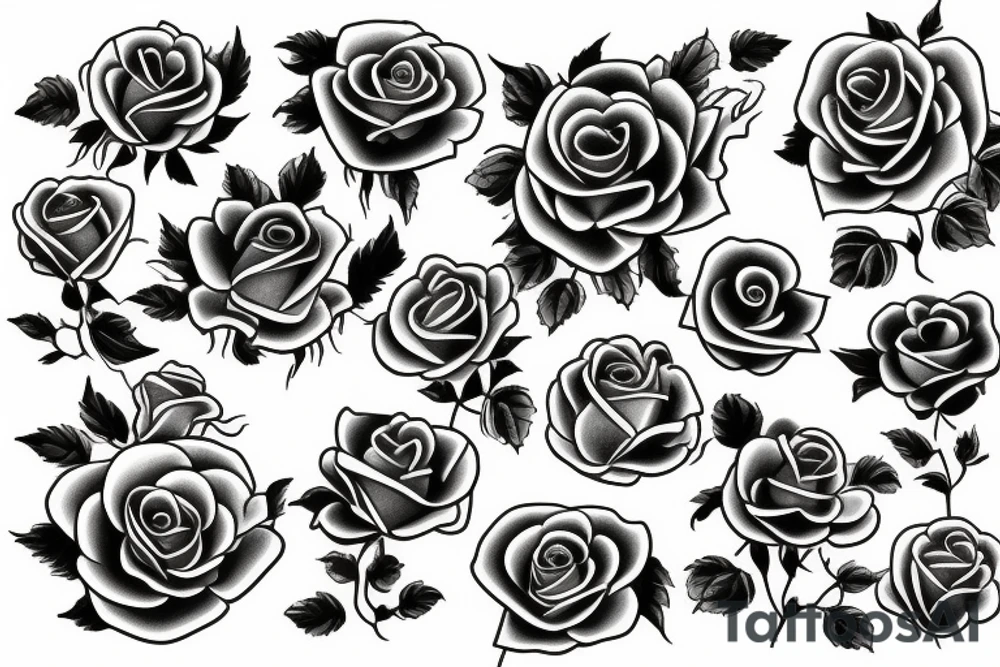 Surreal bouquet of roses tattoo idea