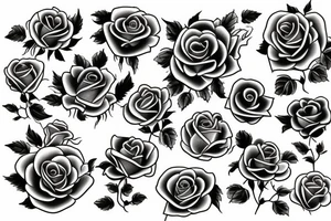 Surreal bouquet of roses tattoo idea