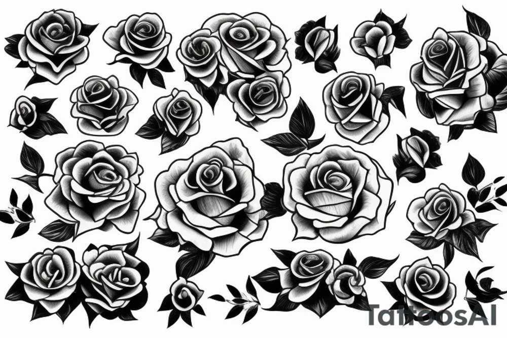 Surreal bouquet of roses tattoo idea