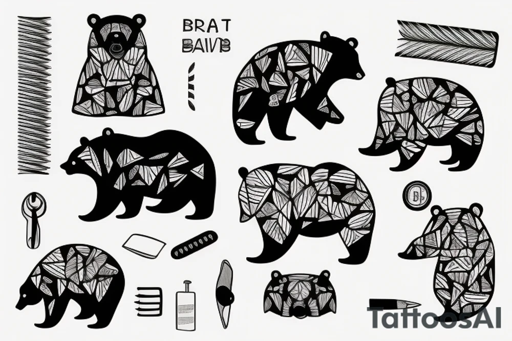 Bear with a razor blade tattoo idea