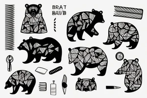 Bear with a razor blade tattoo idea