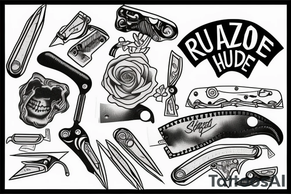 An razor blade with suicide thoughts tattoo idea