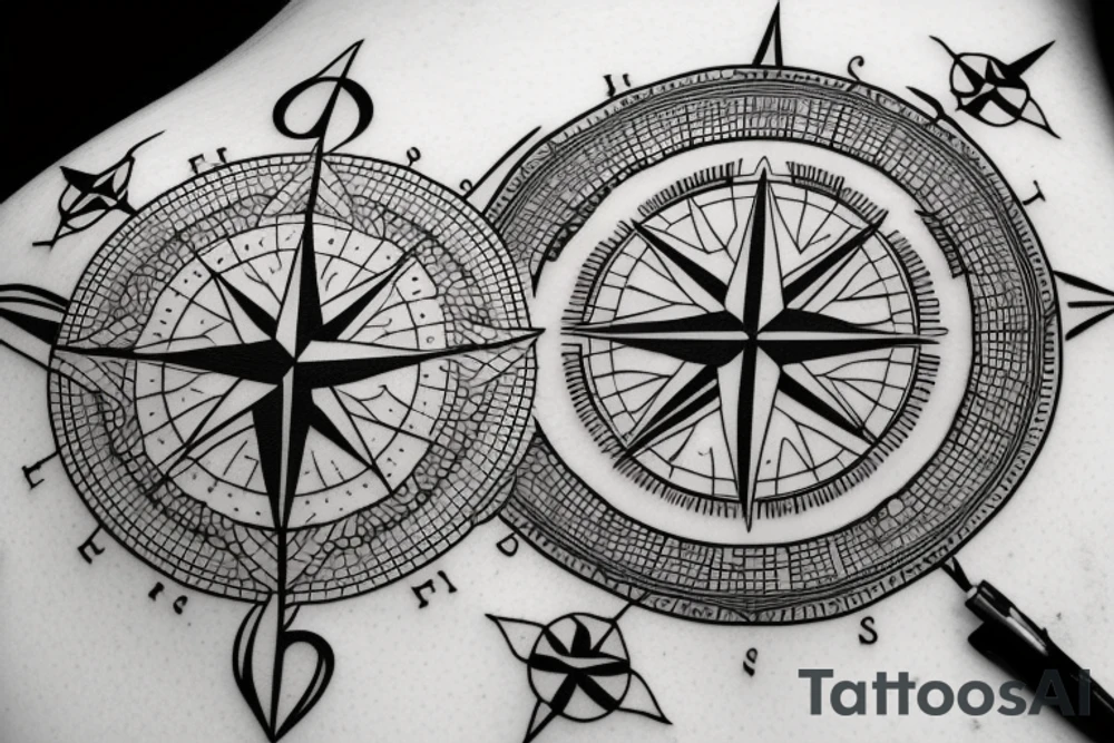 Compass with lithuania tattoo idea