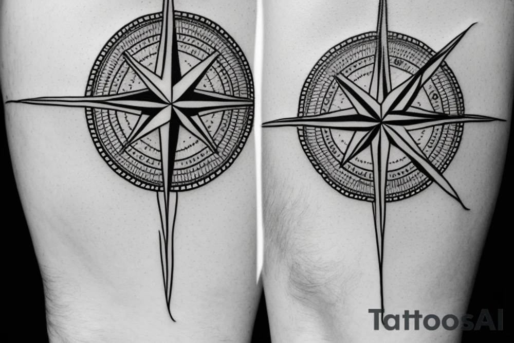 Compass with lithuania tattoo idea