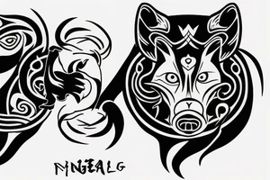 a black and a white wolf fighting in a ying yang symbol tattoo idea