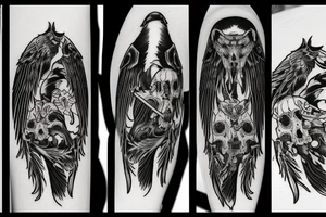 death with a scythe raven wolf tattoo idea