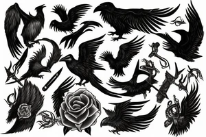 death with a scythe raven wolf tattoo idea