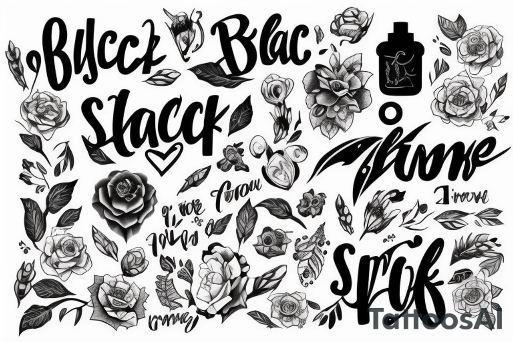 black work tattoo lettering tattoo idea