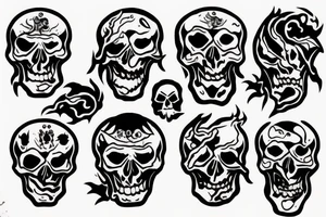 Skull with fire in the head tattoo idea
