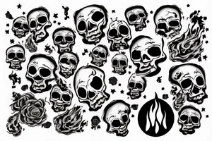 Skull with fire in the head tattoo idea