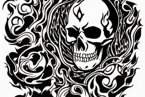 Skull with fire in the head tattoo idea