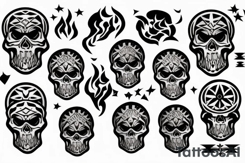 Skull with fire in the head tattoo idea