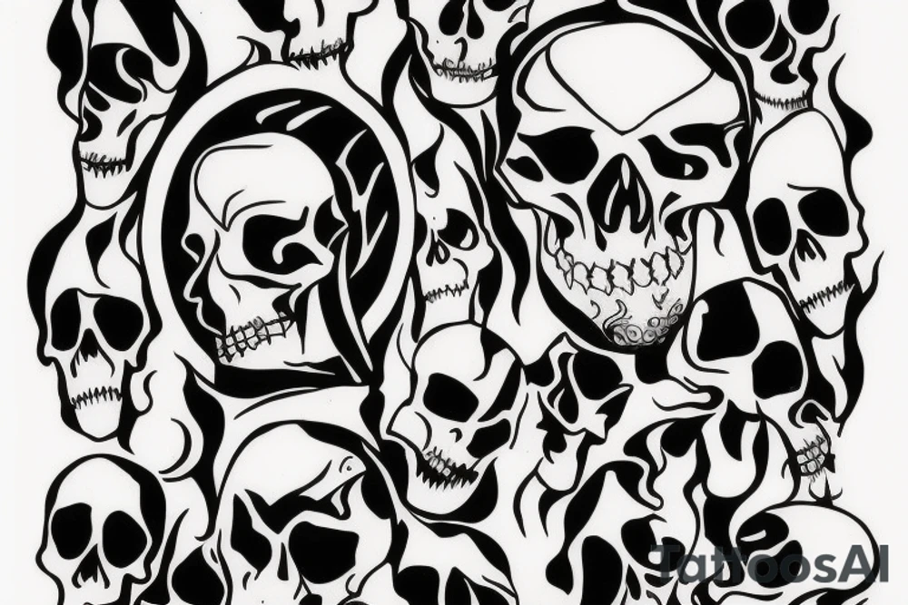 Skull with fire in the head tattoo idea