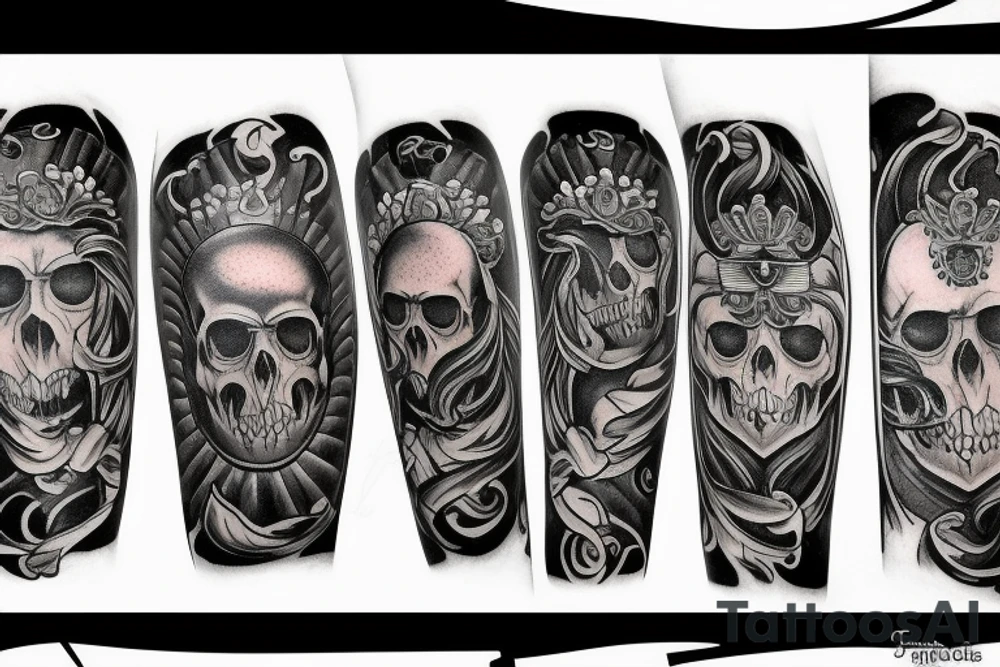 arm tattoo with bmw rastalion skulls tattoo idea