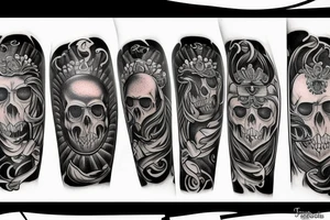 arm tattoo with bmw rastalion skulls tattoo idea