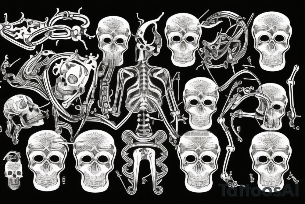 Skull in neon fire with mechanical parts tattoo idea Skull in neon fire with mechanical parts tattoo idea
