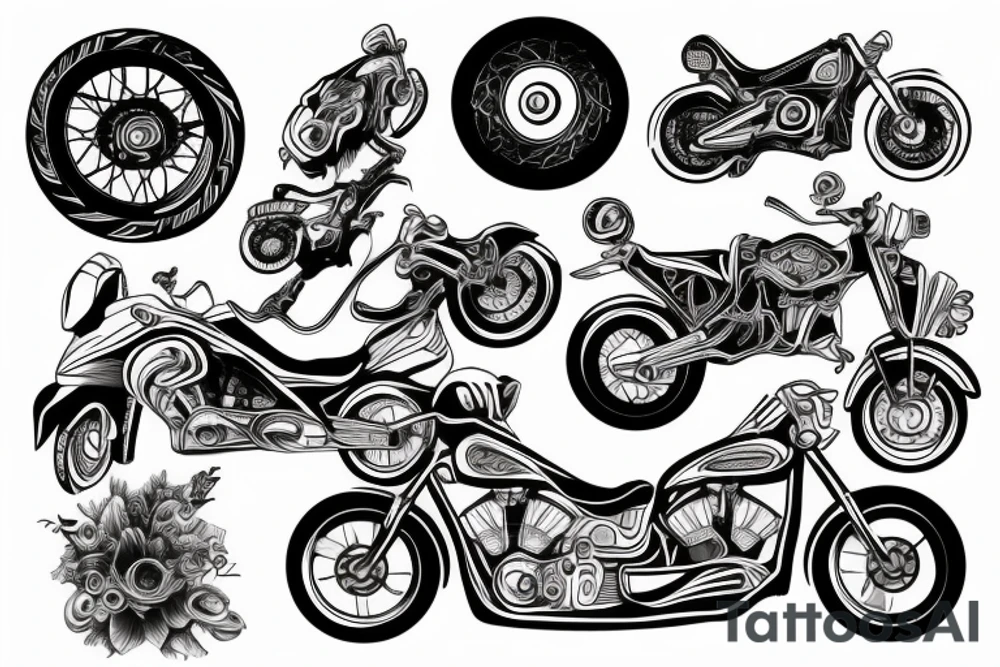 Skul with bike motor tattoo idea