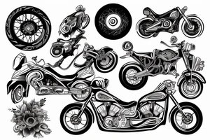 Skul with bike motor tattoo idea