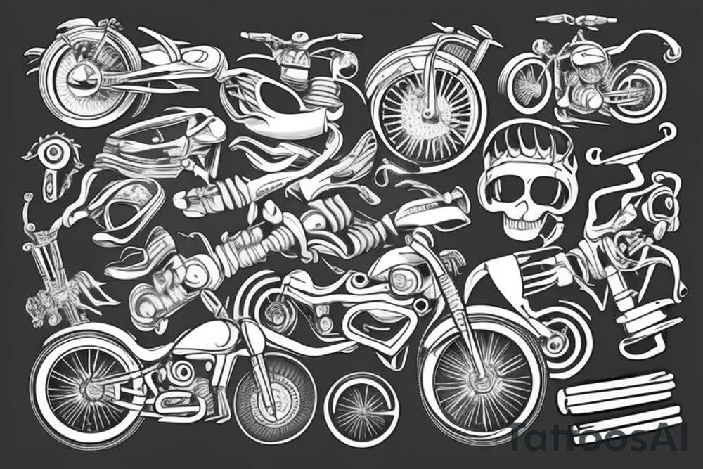 Skul with bike motor tattoo idea